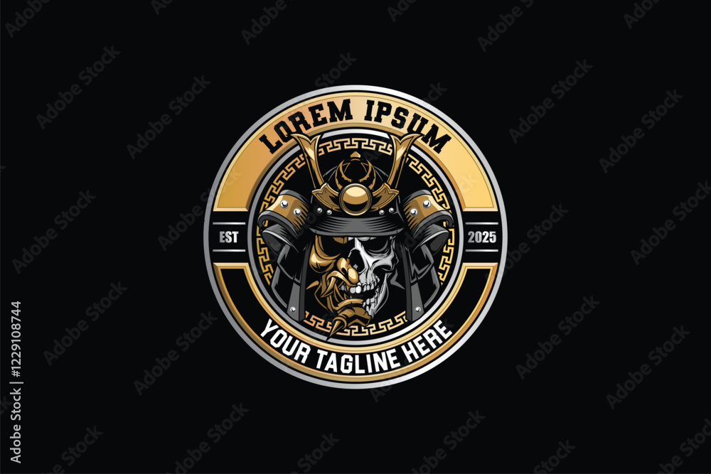 Obraz premium Samurai skull head vector image template