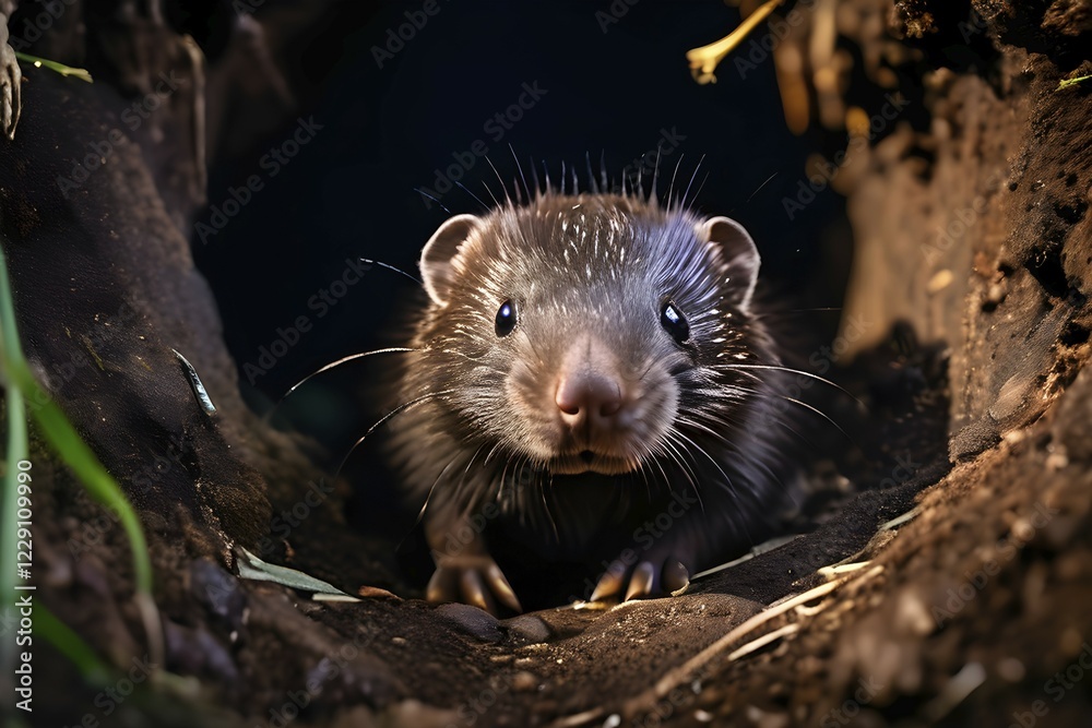 European mole emerges from imaginary burrow, AI generated European mole emerges from imaginary burrow, AI generated