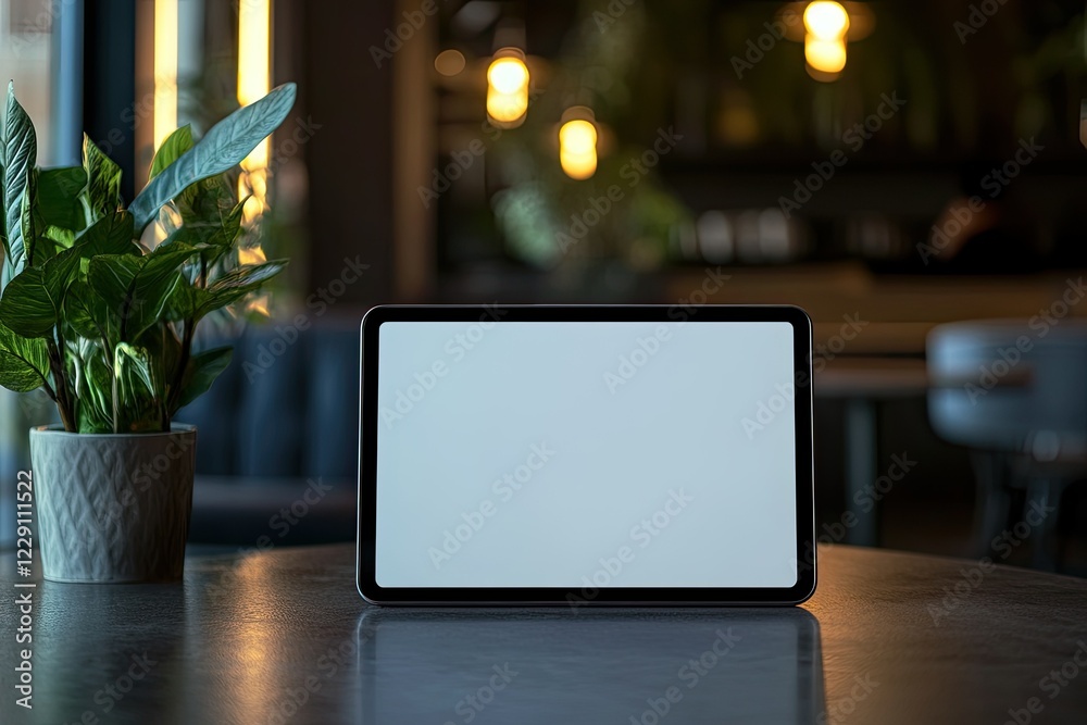 Clear Pixel Visual of Blank Digital Tablet Screen on a Table Clear Pixel Visual of Blank Digital Tablet Screen on a Table