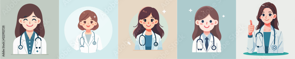 set of female doctor character vectors set of female doctor character vectors