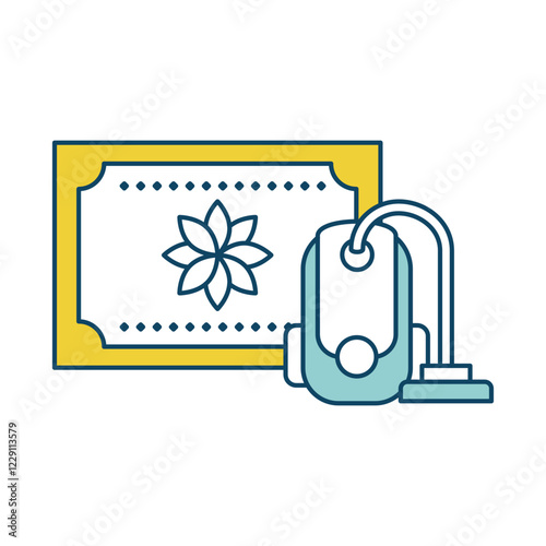 Carpet Cleaning – Deep Rug Cleaning with Vacuum Cleaner to Remove Stains, Dirt, and Odors, Restoring Freshness and Cleanliness to Your Carpets. Vector illustration.