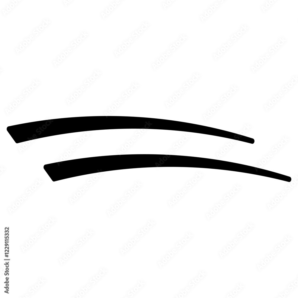Two curved parallel underline lines, calligraphy equals sign