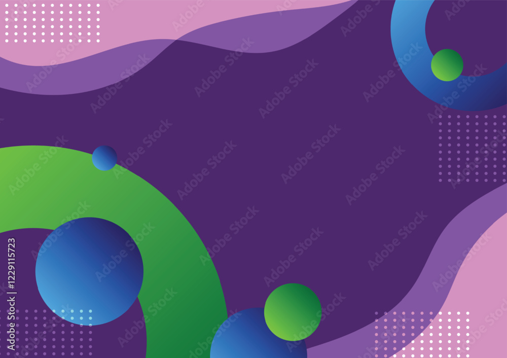 Blue and green circles abstract on a purple background. For cover, book, web, presentation, and card. Blue and green circles abstract on a purple background. For cover, book, web, presentation, and card.