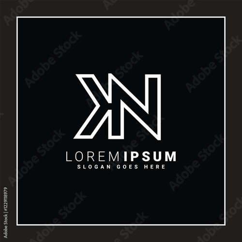 Abstract Letter KN Logo - Initial Monogram Template for Alphabet K and N