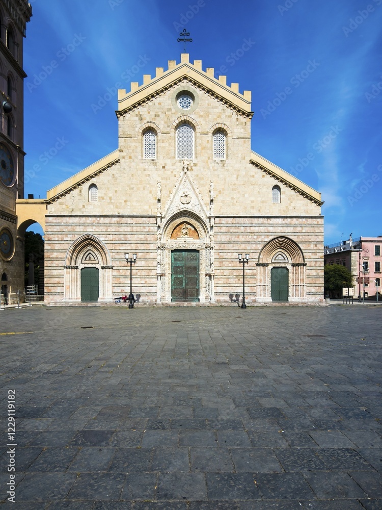 Fototapeta premium Piazza Duomo with cathedral, Maria Santissima Assunta cathedral, Province of Messina, Sicily, Italy, Europe
