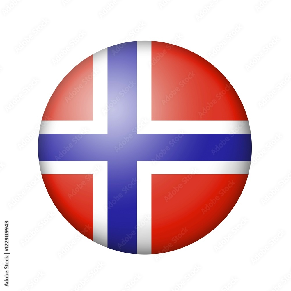 The Norwegian flag. Round matte icon. Isolated on white background The Norwegian flag. Round matte icon. Isolated on white background