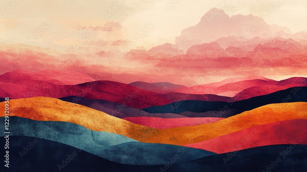 Colorful Mountain Landscape Art Colorful Mountain Landscape Art