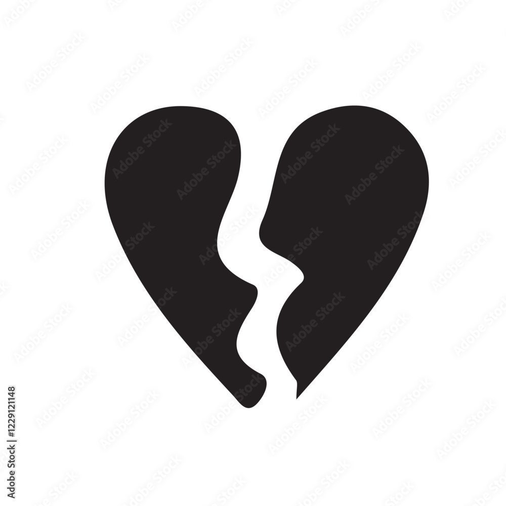 Broken heart love vector icon. love symbol vector elements, valentine's day decorative shapes isolated Broken heart love vector icon. love symbol vector elements, valentine's day decorative shapes isolated