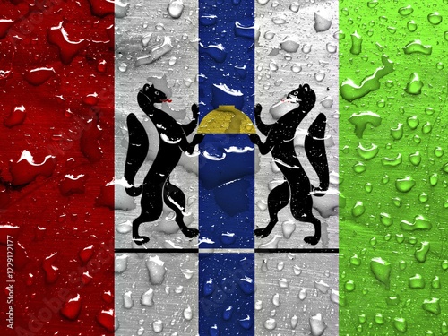 Flag of Novosibirsk oblast with rain drops