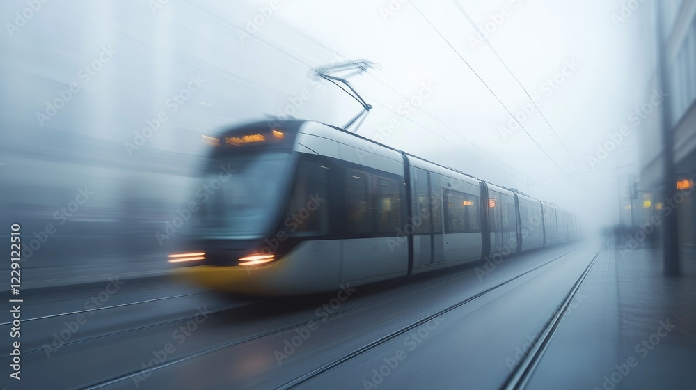 Fototapeta premium A blurry image of a train moving along a railway track
