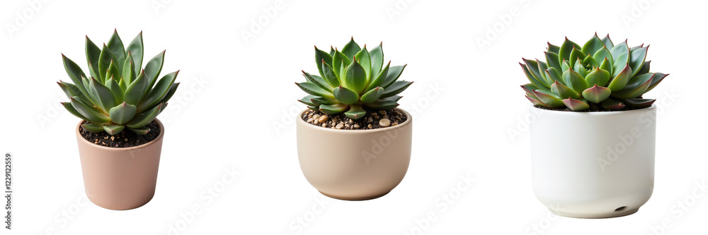 Echeveria Succulents Thriving in Colorful Pots