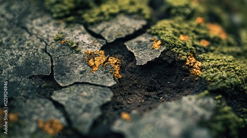 A close-up shot of a rock covered in moss and lichen, ideal for use in nature-inspired designs or as a background element