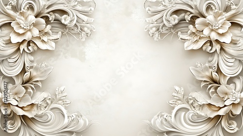 Wallpaper Mural Elegant White Floral Rococo Design Wallpaper Torontodigital.ca