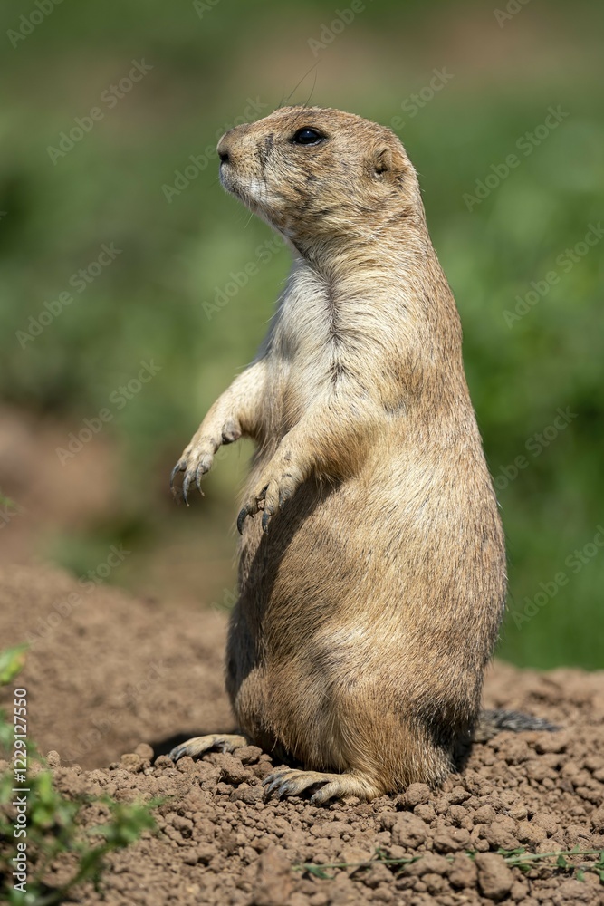 Black-tailed Prairie Dog (Cynomys ludovicianus) stands attentively, France, Europe Black-tailed Prairie Dog (Cynomys ludovicianus) stands attentively, France, Europe
