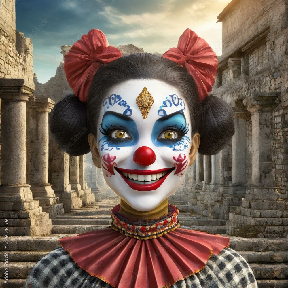 Φωτογραφία Artistic portrait of a clown with characteristic makeup and evil smile