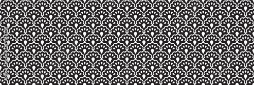 horizontal seamless beautiful black oriental pattern for background.