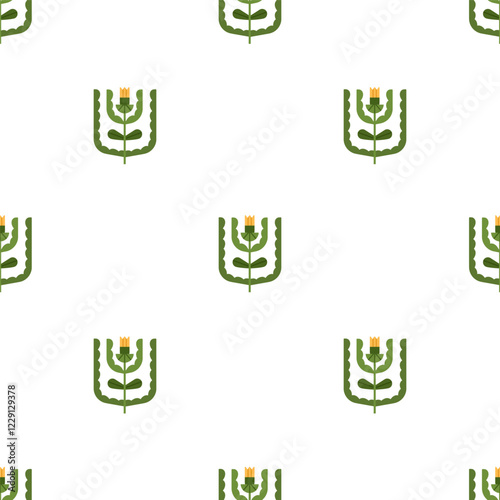 Seamless floral pattern with blooms, leaves. Summer flowers, repeating print,...