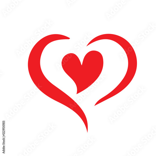 Love heart icon. Loving hearts, red like and lovely romance outline symbols.. The stylized symbol with red hearts. vector illustration eps 10