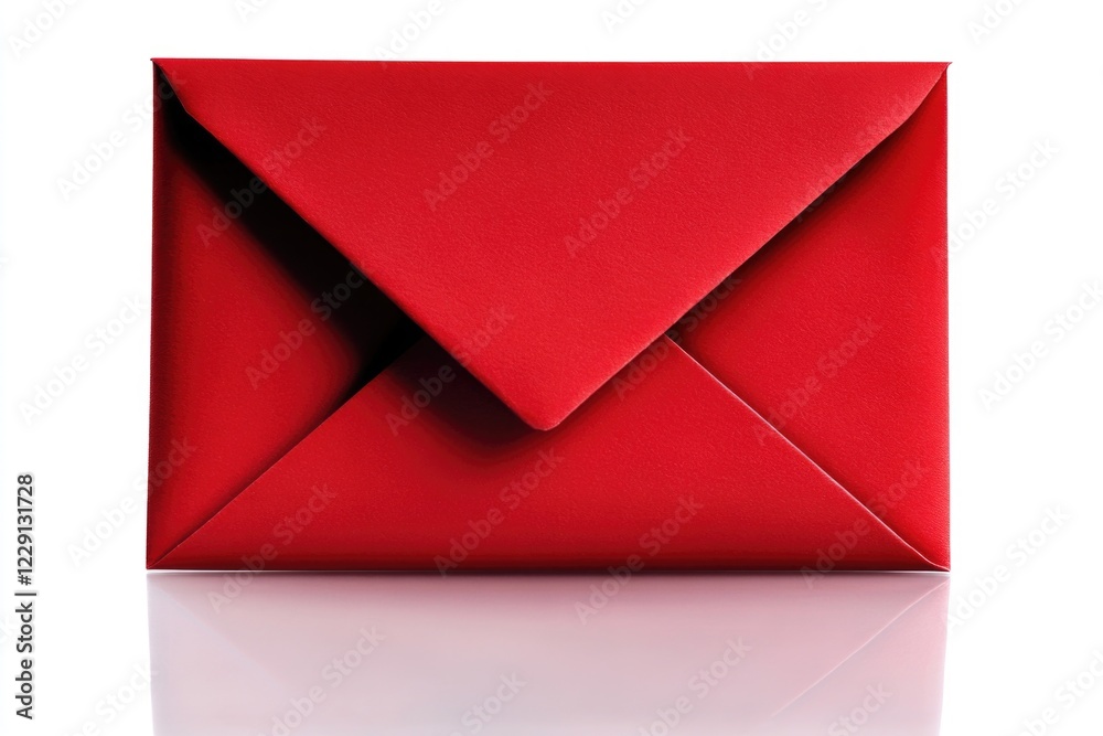 A small red envelope sits on a white surface, ready for use A small red envelope sits on a white surface, ready for use