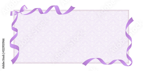 Elegant lavender Ribbon Frame with Lace and Damask Pattern