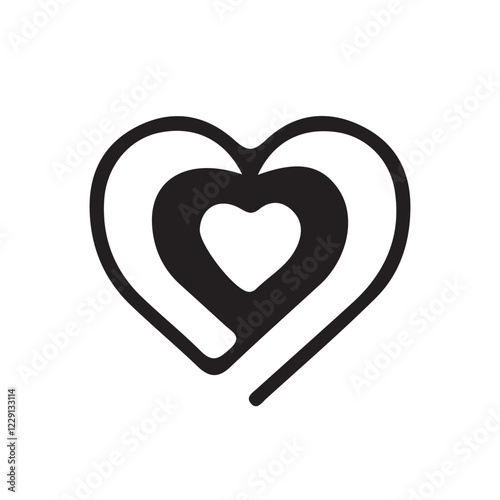 Love heart icon. Loving hearts, red like and lovely romance outline symbols.. The stylized symbol with red hearts. vector illustration eps 10