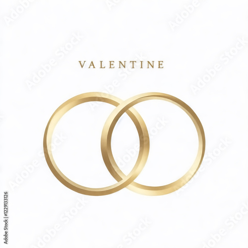 Two Interlocking Gold Rings on a Valentines Day Card