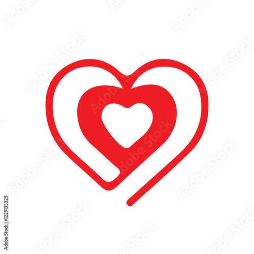 Love heart icon. Loving hearts, red like and lovely romance outline symbols.. The stylized symbol with red hearts. vector illustration eps 10