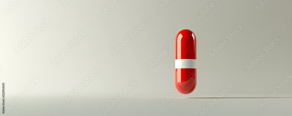 3d render of one red and white pill on light grey background 3d render of one red and white pill on light grey background