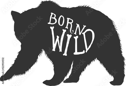 Silhouette of grizzly bear on grunge background. Design element for poster, card, banner, sign. Vector illustration