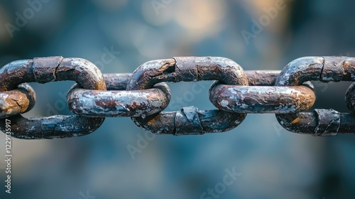 Close-Up of a Rusty Metal Chain Link in Natural Lighting