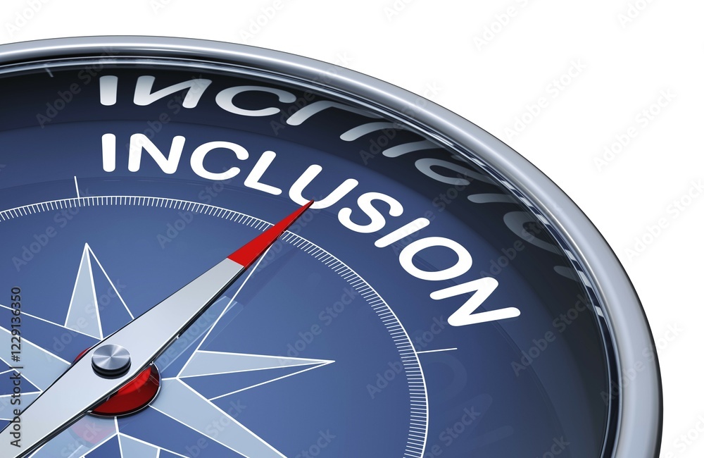 3D illustration of an compass with the word inclusion 3D illustration of an compass with the word inclusion