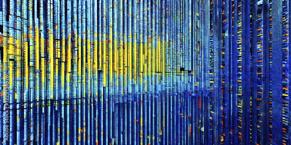 Fototapeta premium Abstract 3d pixel art technology themed pattern featuring random mosaic in vibrant hues, AI generated