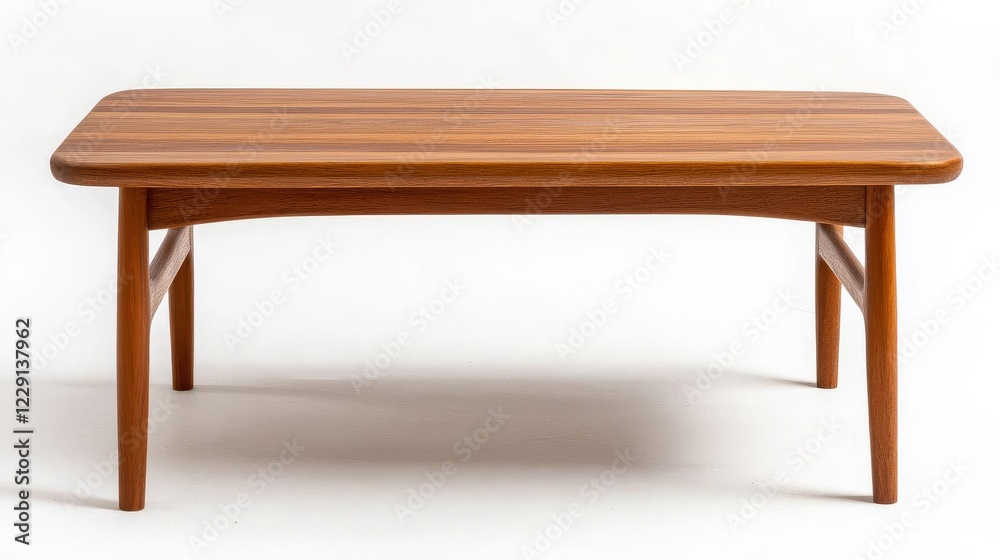 Polished teak coffee table with a slimline rectangular design Polished teak coffee table with a slimline rectangular design