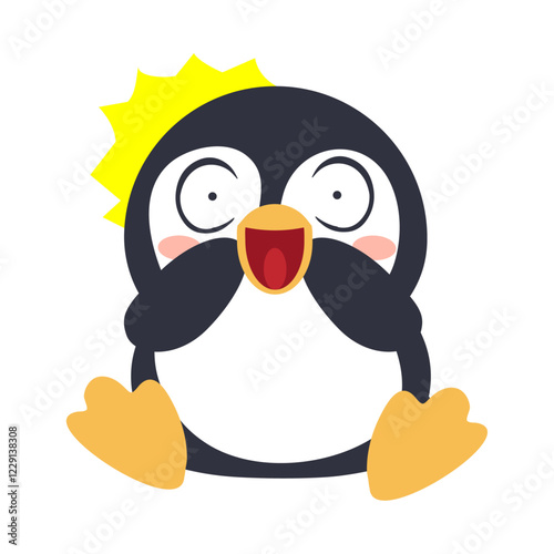 Cute little penguin looks shocked