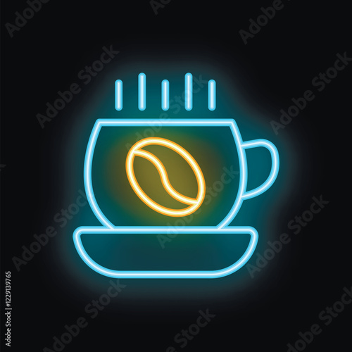 Neon sign perfect for any establishment serving coffee, glowing warmly against a dark background