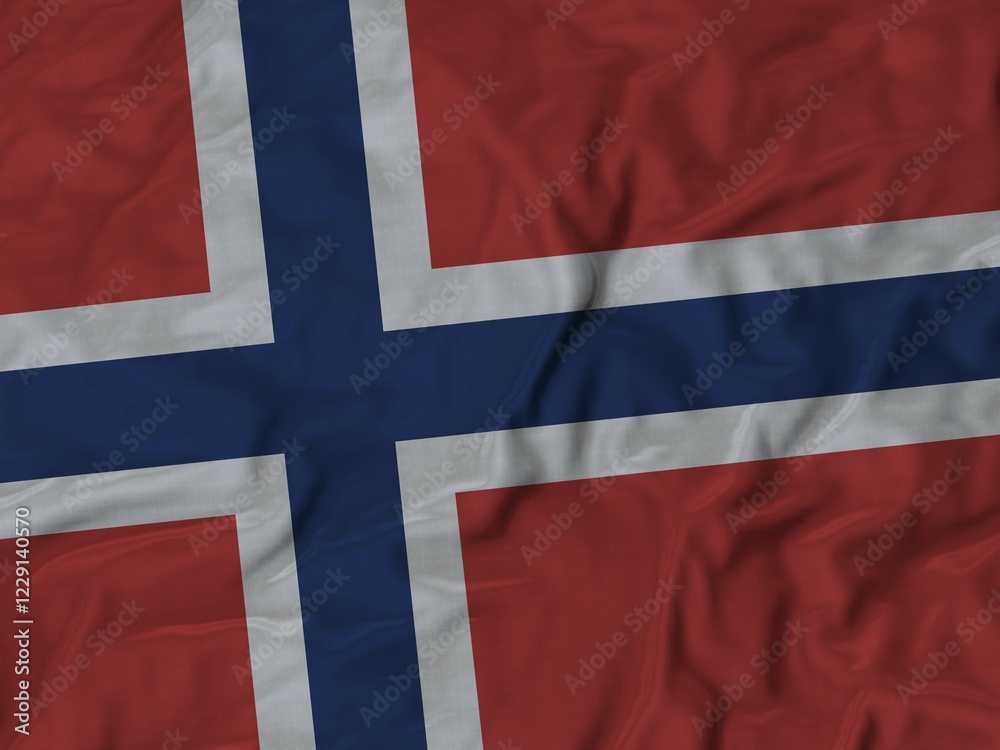 Obraz premium Closeup of Ruffled Norway flag, Fabric Ruffled Flag Background