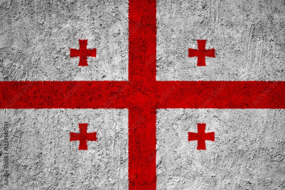 Georgia Flag painted on the cracked grunge concrete wall Georgia Flag painted on the cracked grunge concrete wall