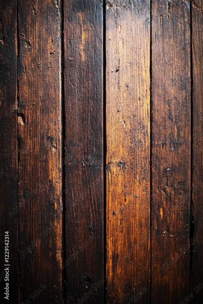 Naklejka premium Close-up view of a wooden surface with a dark background, perfect for adding depth to any design