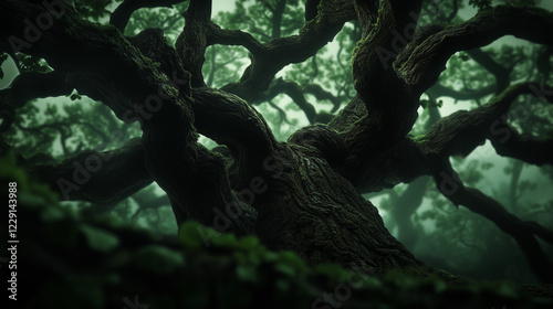 The Onyxbeam Tree: Majestic Black-Barked Giant of Big Timber Forest