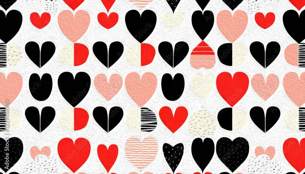 Fototapeta premium Valentine's Day card design. Illustration with oil paint. Pattern for printing on wall decorations, covers, wallpapers