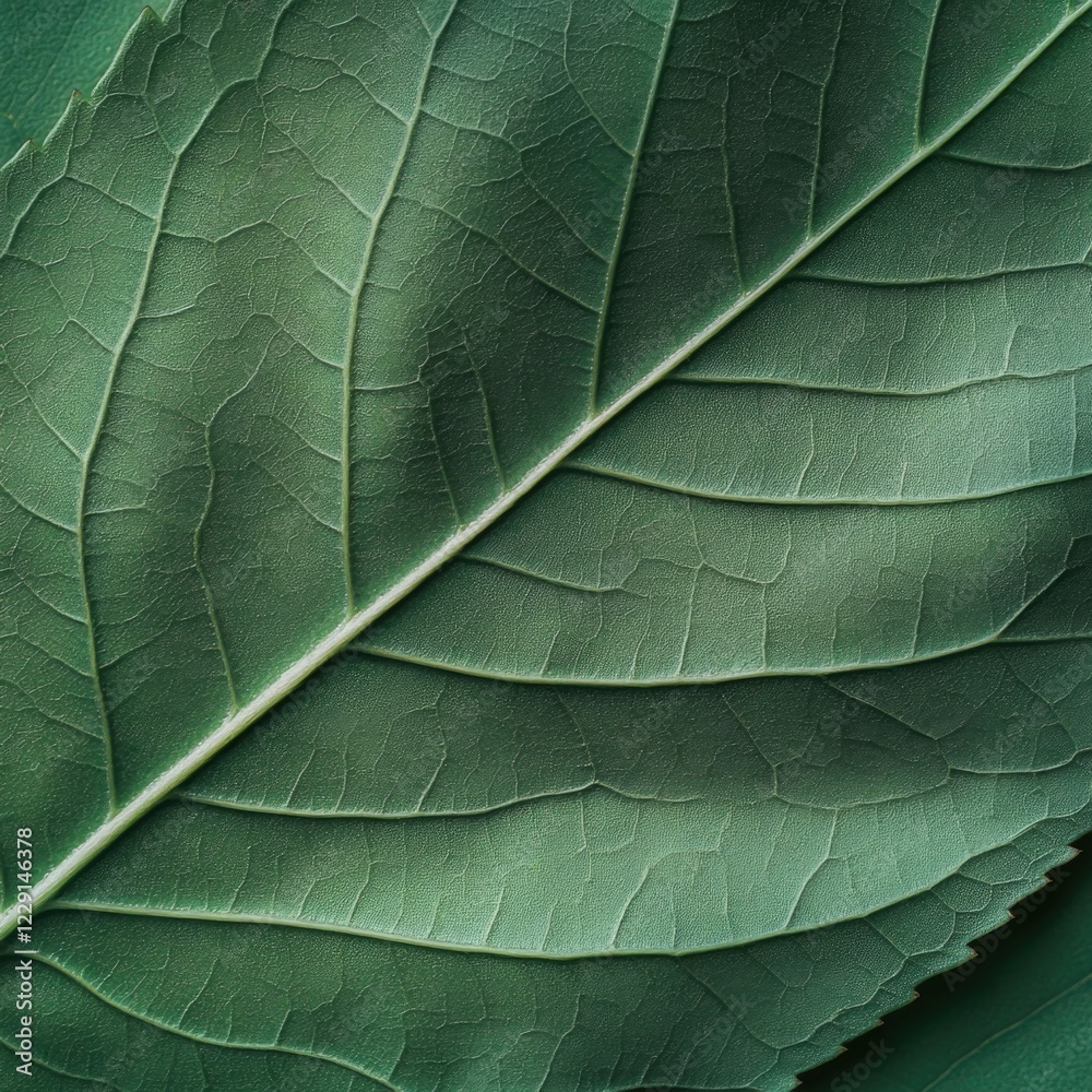 Fototapeta premium A close-up shot of a single green leaf on a table, ready for use in various designs and compositions