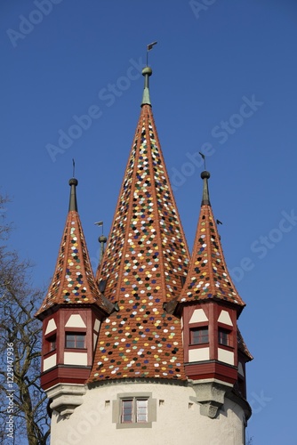 Wallpaper Mural Colored roof on Diebsturm, Tower, Lindau, Lake Constance, Bavaria, Germany, Europe Torontodigital.ca