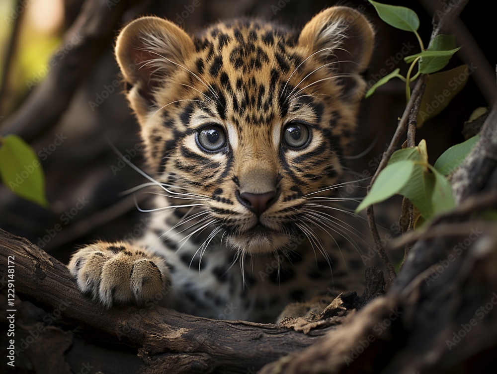 Obraz premium Two leopards puppies, AI generated