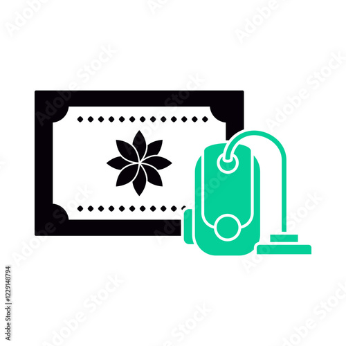 Carpet Cleaning – Carpet with Vacuum Cleaner Representing Deep, Thorough Cleaning to Eliminate Dirt, Stains, and Odors from Carpets. Vector illustration.