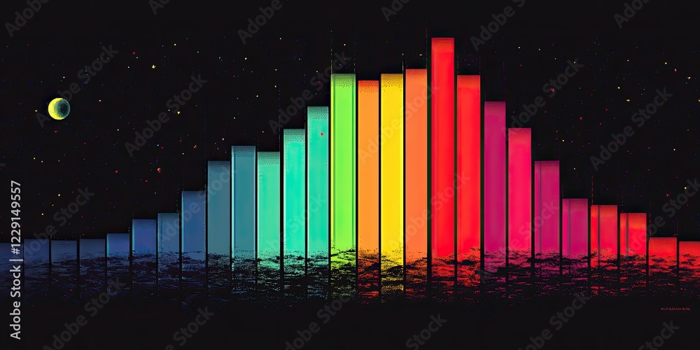 Rainbow pride flag,  black background, flat colors