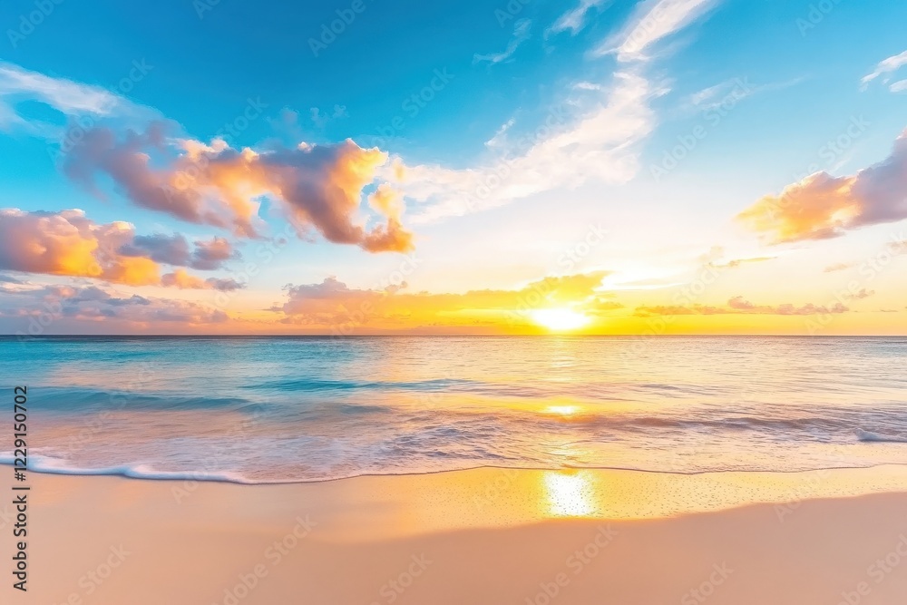 Fototapeta premium Sunset Serenity Tropical Beach Waves