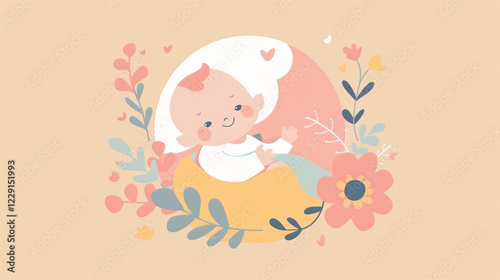 Cute Baby Design Vector Illustration with Flat Style Cute Baby Design Vector Illustration with Flat Style