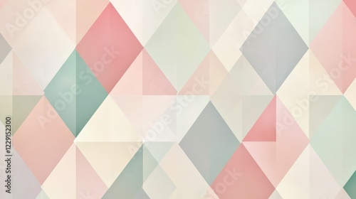 Soft Pastel Geometric Pattern with Triangles and Diamonds in Light Colors
