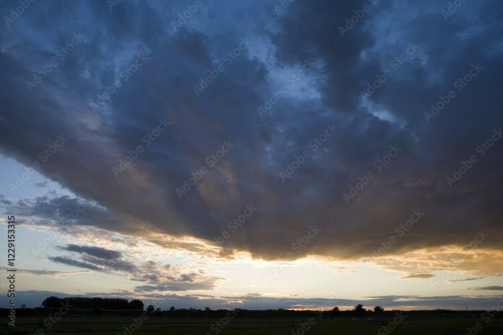 Dramatic sky in the evening in the countryside Dramatic sky in the evening in the countryside