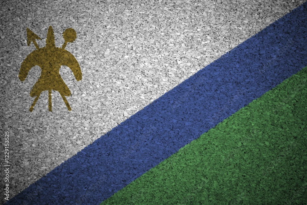 The Lesotho flag painted on a cork board The Lesotho flag painted on a cork board
